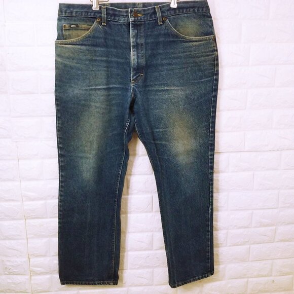 Vintage 70s-80s LEE Denim Jeans Men-40x30 Bootcut 5-Pocket Faded Soft-Worn Flaws - Picture 2 of 12